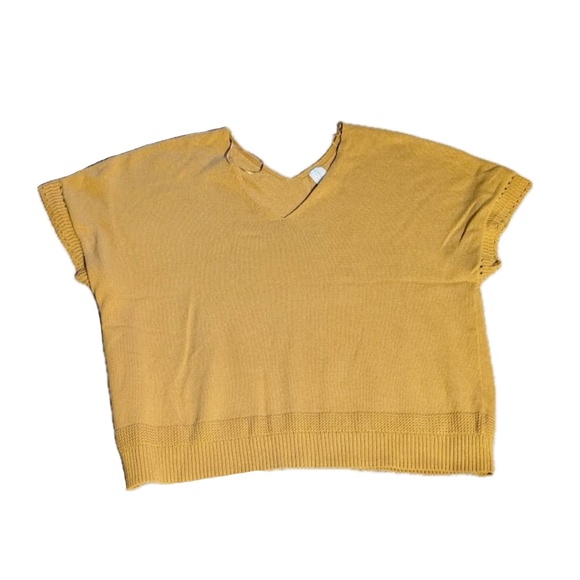 joie 3xl mustard v neck short sleeved sweater jewel tone preowned - Picture 1 of 4